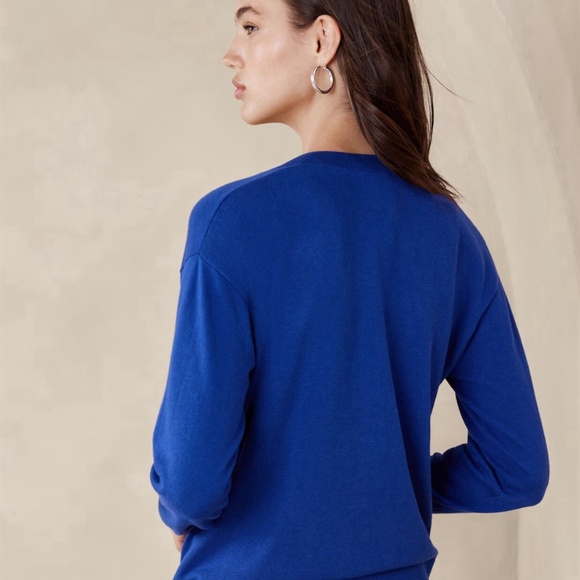 NWT Banana Republic Factory Forever Yarn Blue Cardigan Size Medium Preppy - Picture 7 of 16